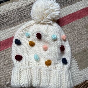 Cozy White Knit Pom-Pom Kids Hat